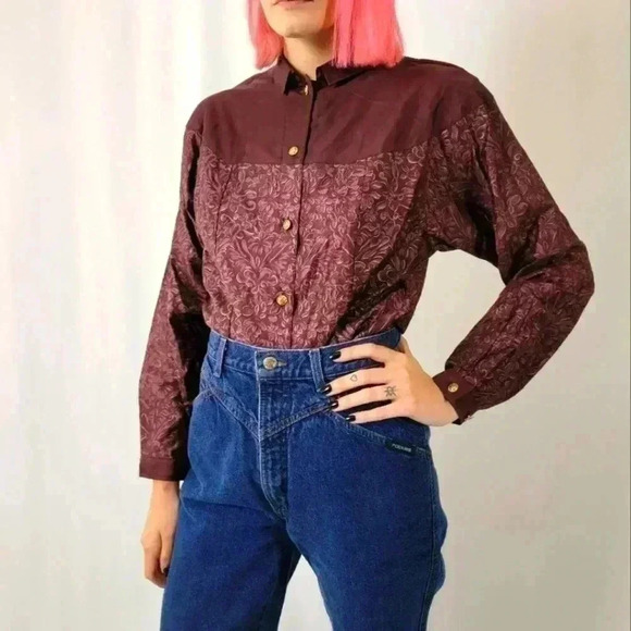 Vintage 90s Western Paisley Bandana Long Sleeve - M - Picture 1 of 6